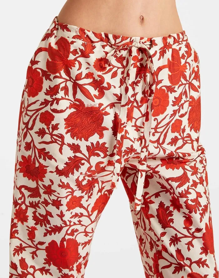 La Doublej Drawstring Pants Dragonflower Mini Red In Summer Poplin Women Shorts and Pants