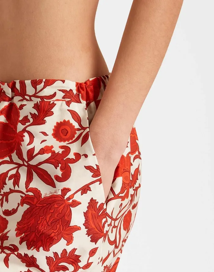 La Doublej Drawstring Pants Dragonflower Mini Red In Summer Poplin Women Shorts and Pants