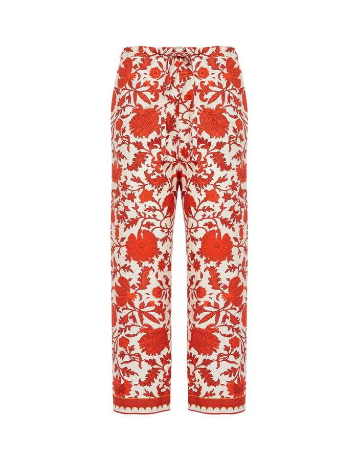 La Doublej Drawstring Pants Dragonflower Mini Red In Summer Poplin Women Shorts and Pants