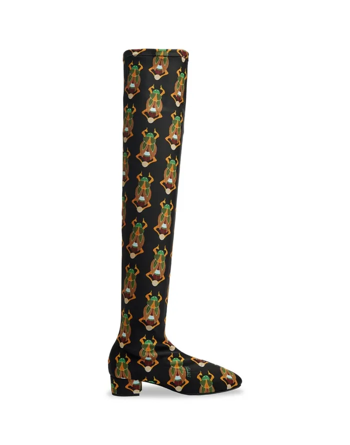 La Doublej Edie High Boots Scarab Black In Elastic Lycra Women Shoes