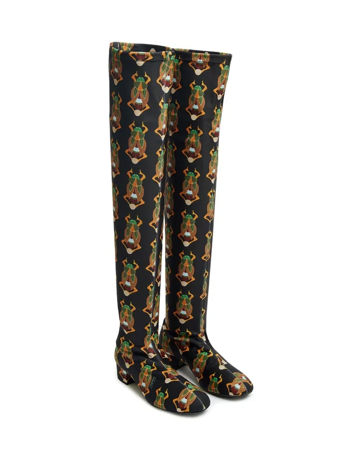 La Doublej Edie High Boots Scarab Black In Elastic Lycra Women Shoes