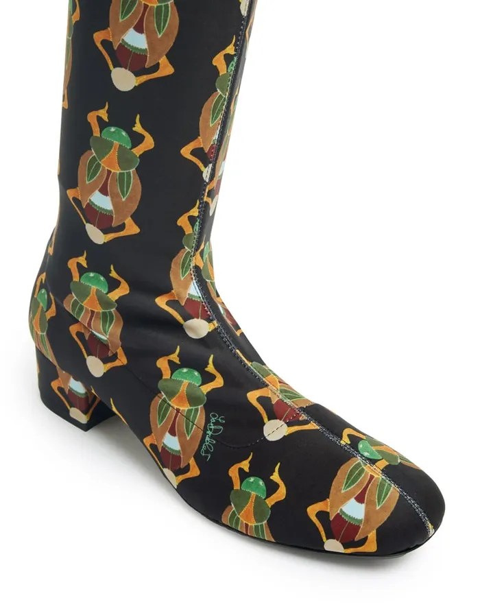 La Doublej Edie High Boots Scarab Black In Elastic Lycra Women Shoes