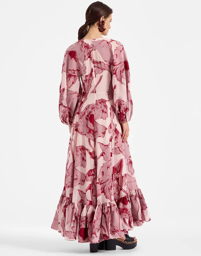 La Doublej EveNing V Dress Sylph Fil Coup Pink In Fil Coup Women Dresses