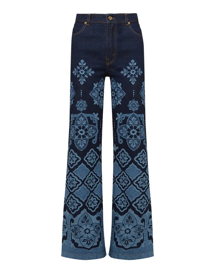 La Doublej Flare Jeans Partenope Navy In Denim Women Shorts and Pants
