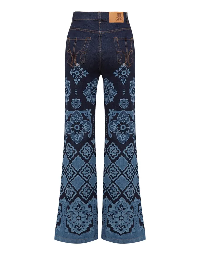 La Doublej Flare Jeans Partenope Navy In Denim Women Shorts and Pants