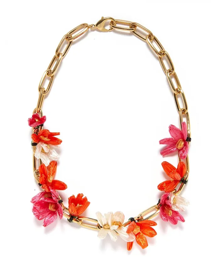 La Doublej Flora Necklace Multicolor RosaArancioBianco In Raffia Women Jewelry La Doublej Flora Necklace Multicolor RosaArancioBianco In Raffia Women Jewelry