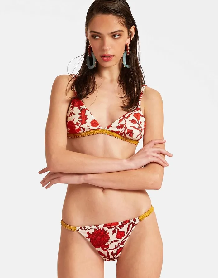 La Doublej Fonda Bottom Dragonflower Mini Red In Lycra Women Swimwear