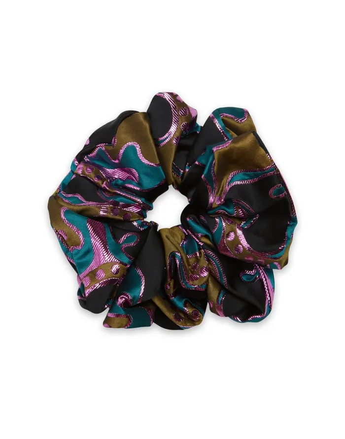 La Doublej Giga Scrunchie Spritz Blue Petrol In Jacquard Women Hair Accessories La Doublej Giga Scrunchie Spritz Blue Petrol In Jacquard Women Hair Accessories
