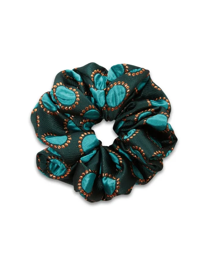 La Doublej Giga Scrunchie Winter Sun Emerald In Jacquard Women Hair Accessories La Doublej Giga Scrunchie Winter Sun Emerald In Jacquard Women Hair Accessories