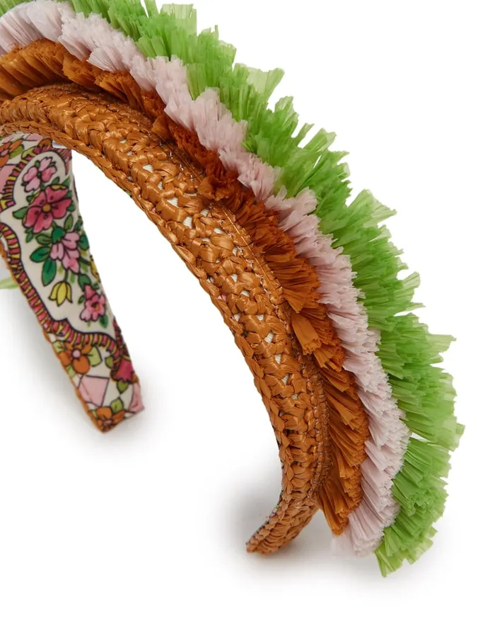 La Doublej Halo Headband Solid Ocher In Raffia Crochet Women Hair Accessories