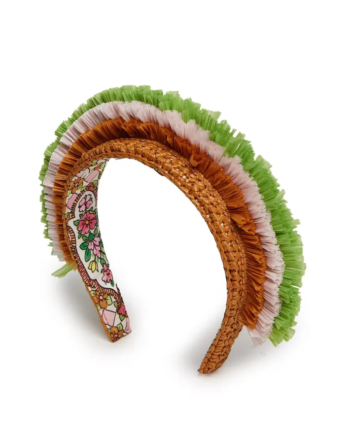 La Doublej Halo Headband Solid Ocher In Raffia Crochet Women Hair Accessories