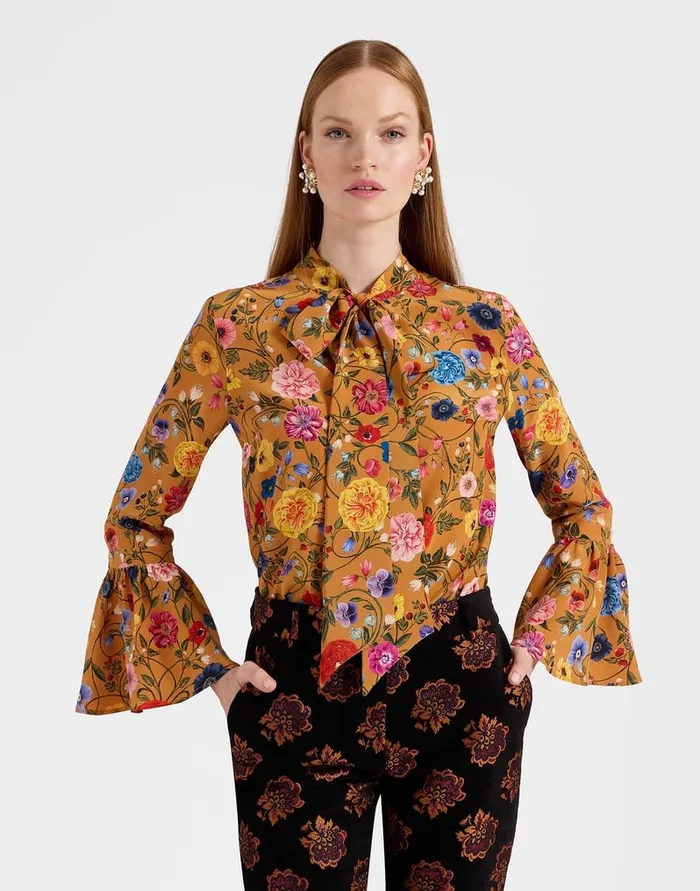 La Doublej Happy Wrist Top Botticelli Rust In Crepe De Chine Silk Women Shirts and Tops La Doublej Happy Wrist Top Botticelli Rust In Crepe De Chine Silk Women Shirts and Tops
