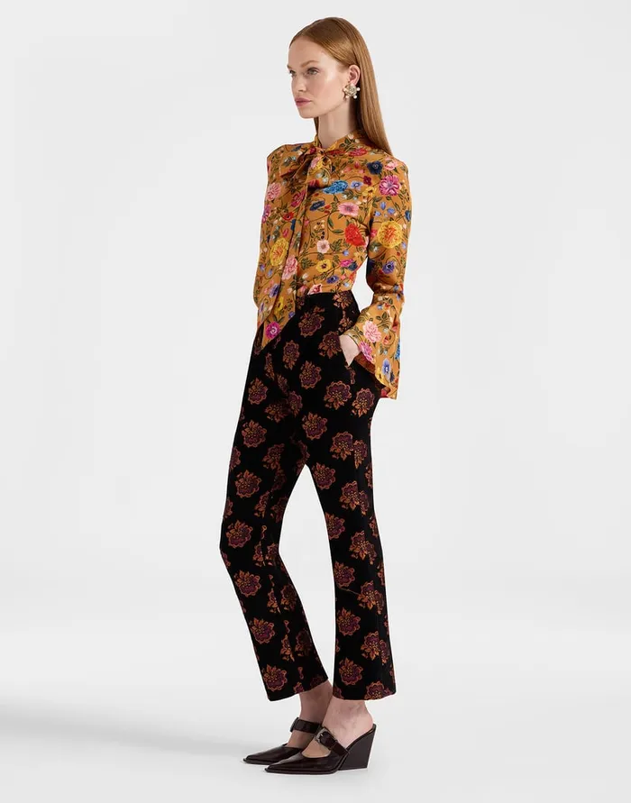 La Doublej Happy Wrist Top Botticelli Rust In Crepe De Chine Silk Women Shirts and Tops