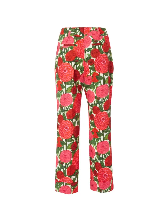 La Doublej Hendrix Pants Pink Dahlias In Shot Cotton Women Shorts and Pants