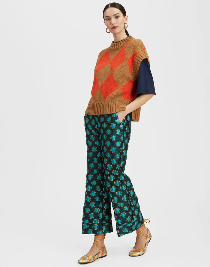 La Doublej Hendrix Pants Winter Sun Emerald In Jacquard Women Shorts and Pants