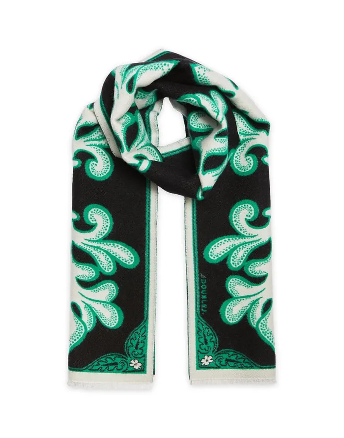 La Doublej Herald Scarf Herald Black In Wool Silk Women Foulards and Scarves