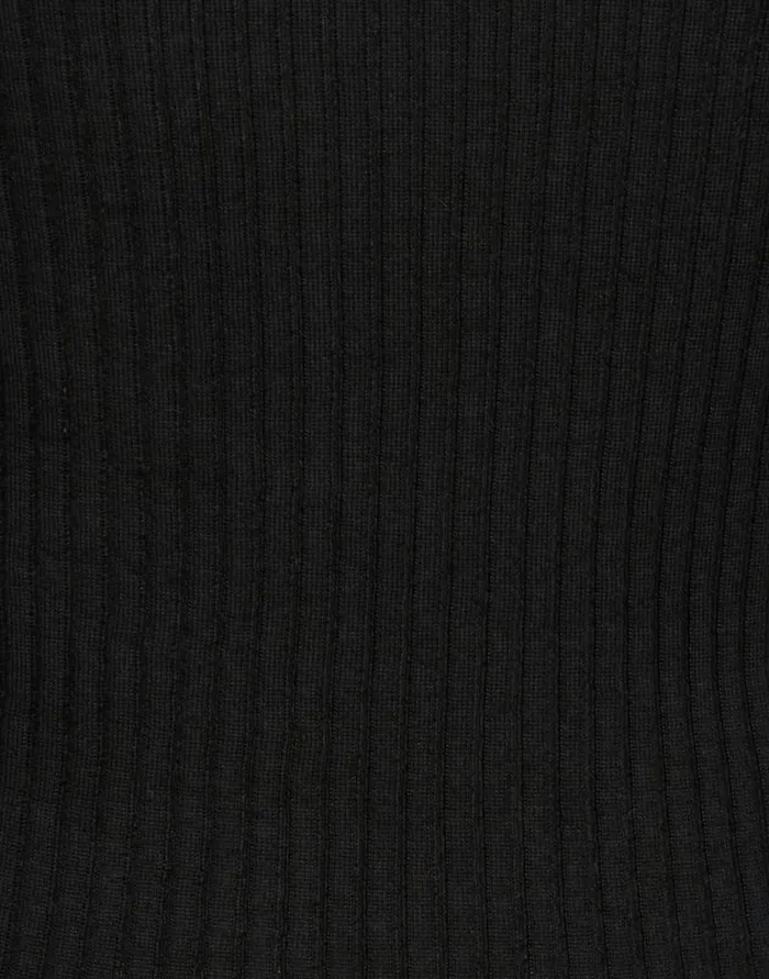 La Doublej High Kick Top Black In Ribbed Silk Cashmere With Feathers Women Knitwear