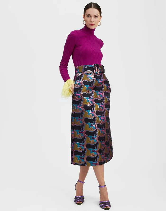 La Doublej High Kick Top Purple In Ribbed Silk Cashmere With Feathers Women Knitwear