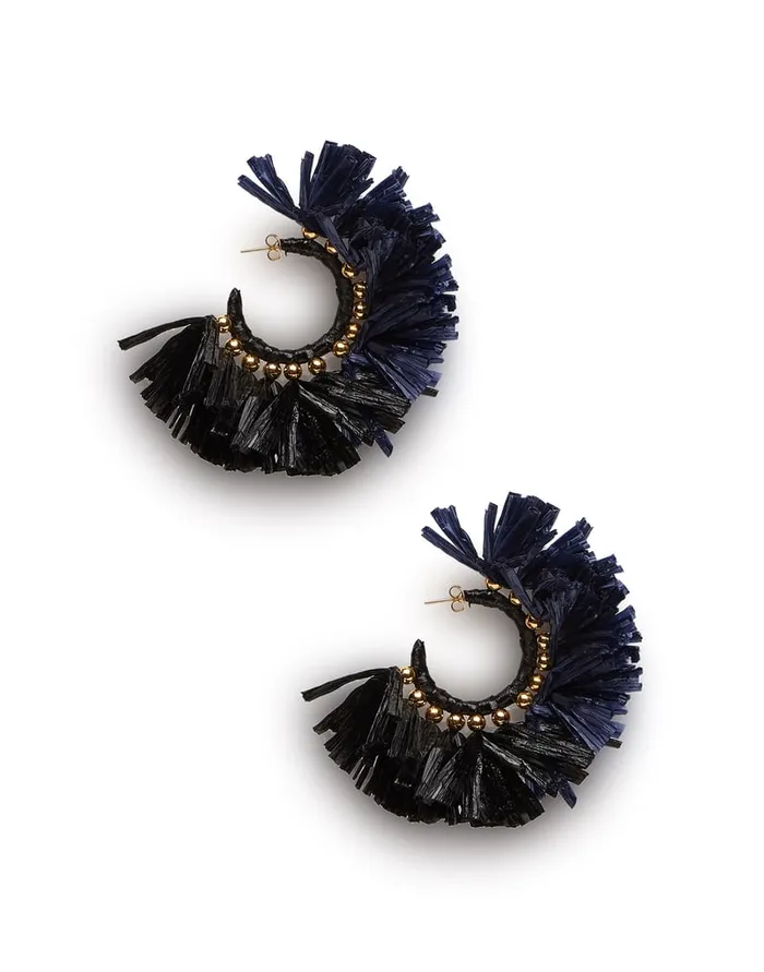 La Doublej Hoop Earrings Multicolor BluNero In Raffia Women Jewelry