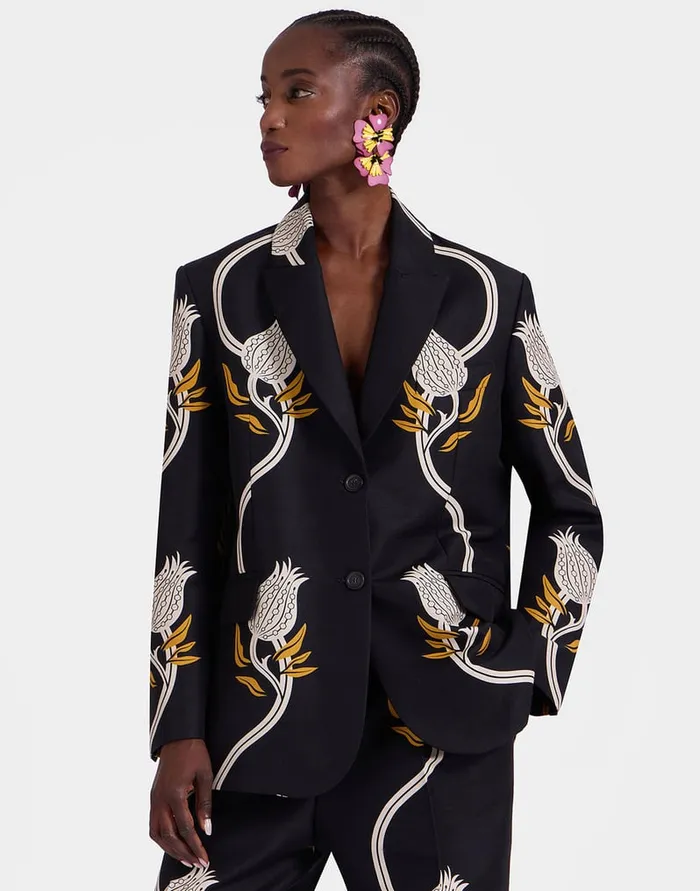 La Doublej Jones Jacket Melograno Black and White In Cady Wool Women Outerwear La Doublej Jones Jacket Melograno Black and White In Cady Wool Women Outerwear