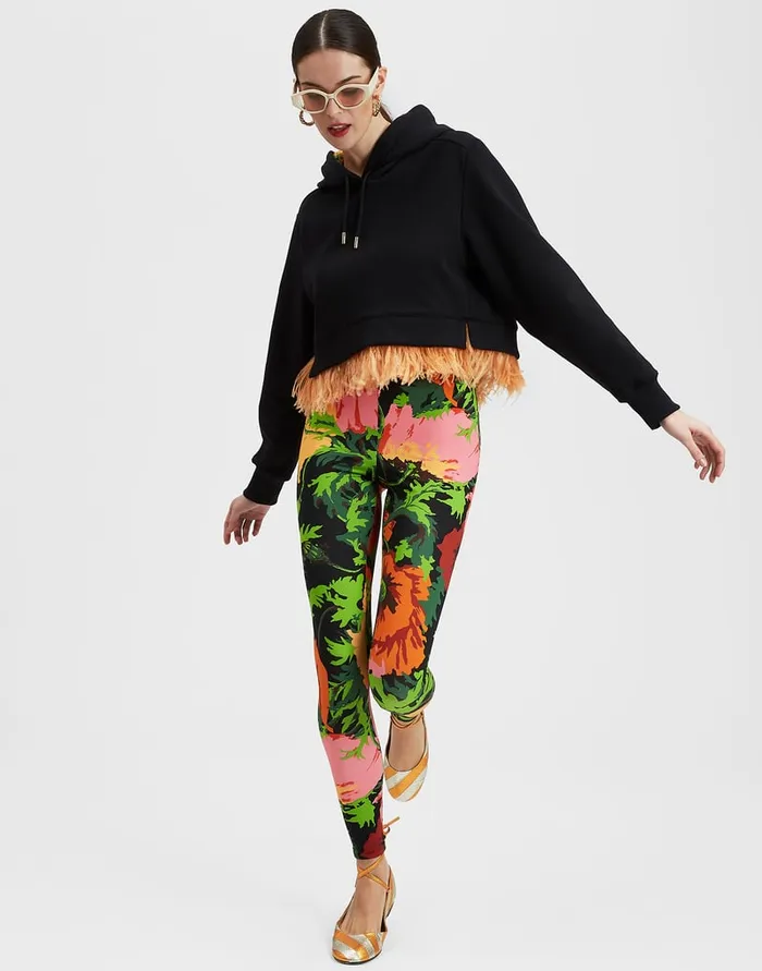 La Doublej La Scala Hoodie Black In Heavy Jersey With Feathers Women TShirts and Sweatshirts La Doublej La Scala Hoodie Black In Heavy Jersey With Feathers Women TShirts and Sweatshirts