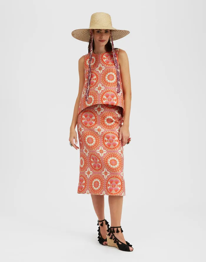 La Doublej La Scala Top Sun Orange In Jacquard Women Party Dressing