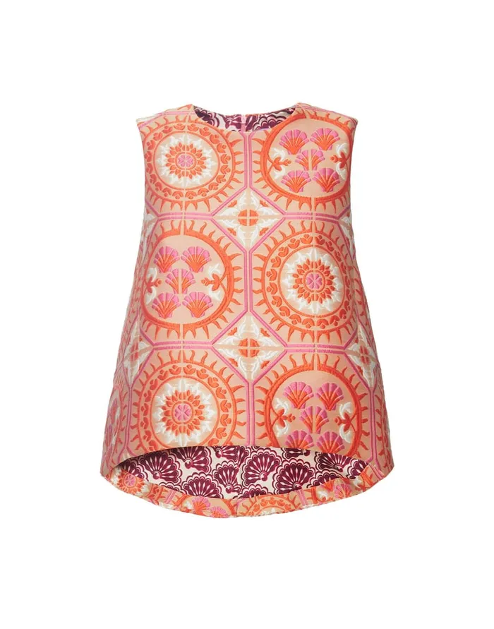 La Doublej La Scala Top Sun Orange In Jacquard Women Party Dressing