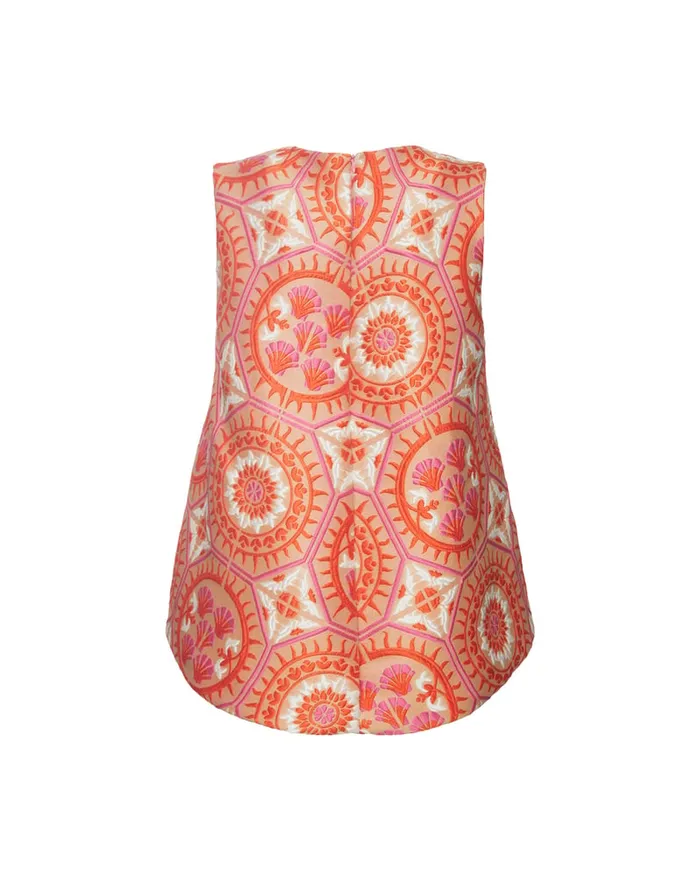 La Doublej La Scala Top Sun Orange In Jacquard Women Party Dressing