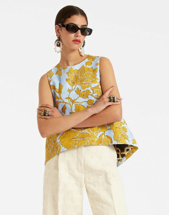 La Doublej La Scala Top Tangle Light Blue In Shot Cotton Women Shirts and Tops La Doublej La Scala Top Tangle Light Blue In Shot Cotton Women Shirts and Tops