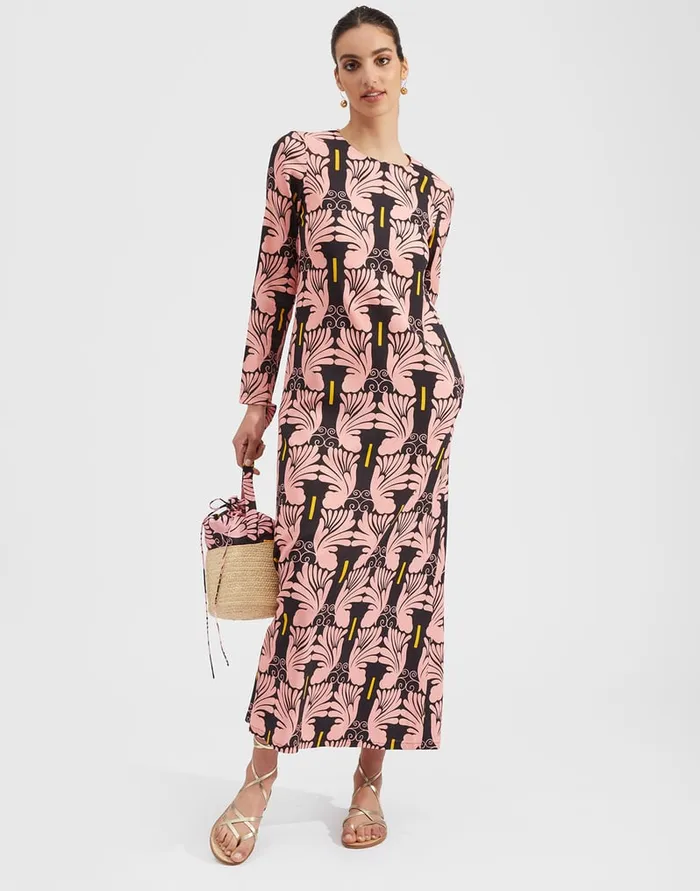 La Doublej Long Sleeve Swing Dress Ali Rosa In Sable Women Dresses