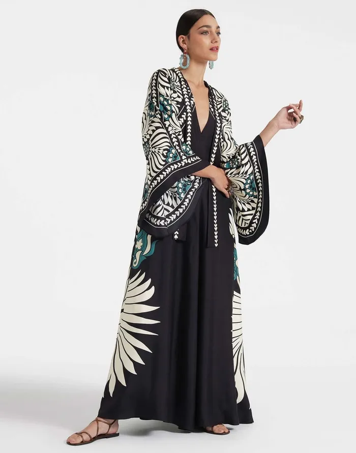 La Doublej Magnifico Dress Mix Tiles Place Black In Silk Twill Women Party Dressing La Doublej Magnifico Dress Mix Tiles Place Black In Silk Twill Women Party Dressing