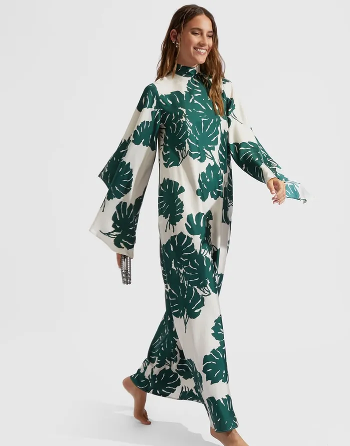 La Doublej Magnifico Dress Monstera In Silk Twill Women Dresses