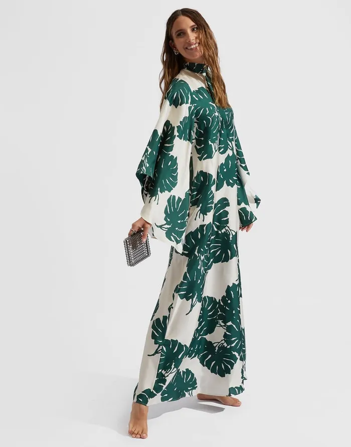La Doublej Magnifico Dress Monstera In Silk Twill Women Dresses