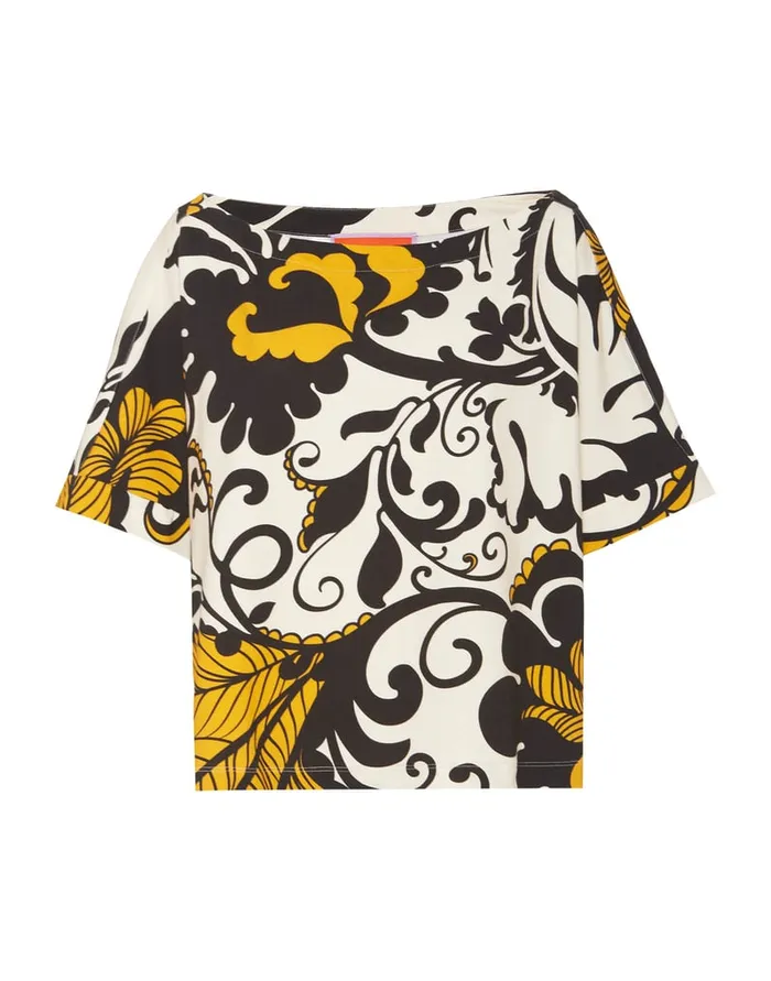 La Doublej Meditation Tee Marea Black and White In Stretch Fleece Women Loungewear