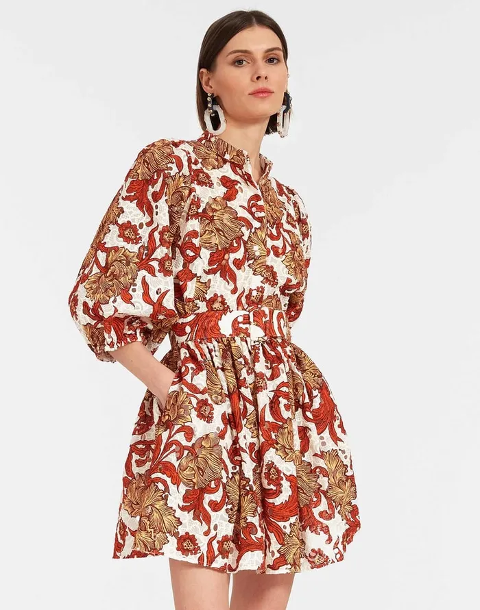 La Doublej Mini Portofino Dress Reef White In Printed Lace Women Dresses