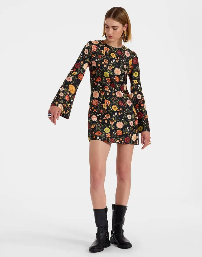 La Doublej Mini Supreme Swing Dress Botticelli Black In Silk Twill Women Dresses La Doublej Mini Supreme Swing Dress Botticelli Black In Silk Twill Women Dresses