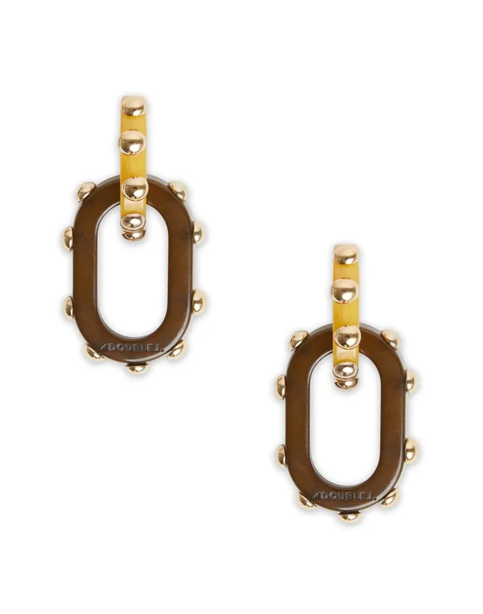 La Doublej Nefertiti Double Earrings Solid Yellow In Acrylic Resin Women Jewelry