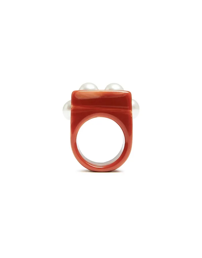 La Doublej Nefertiti Ring Solid Pink In Acrylic Resin Women Jewelry