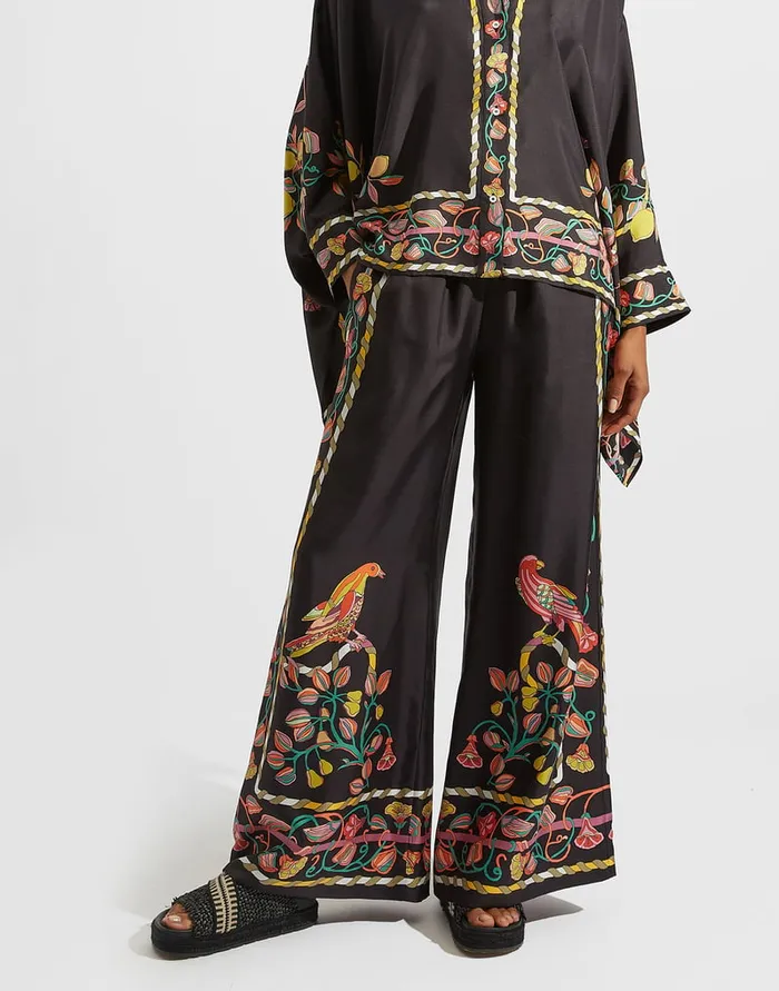 La Doublej Palazzo Pants Borboni Place Nero In Twill Silk Women Shorts and Pants