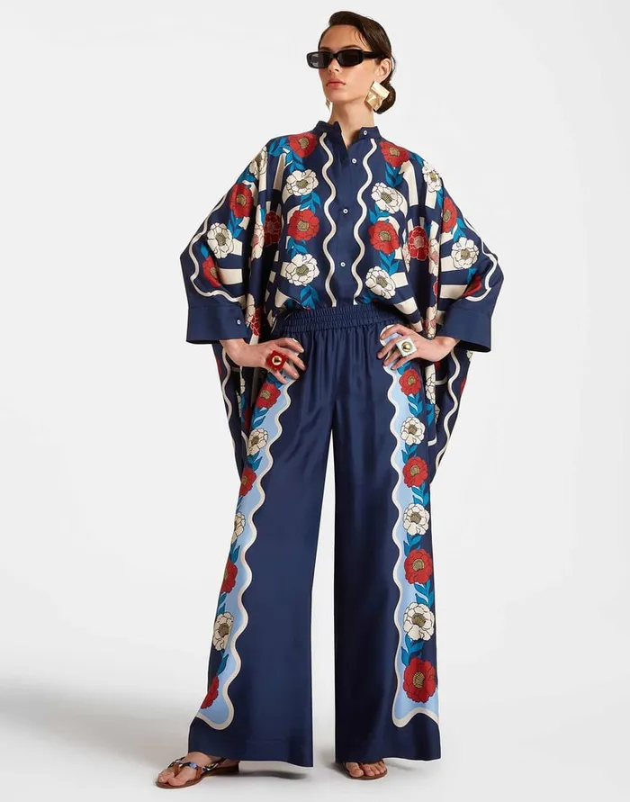 La Doublej Palazzo Pants Whitsun Place Blue In Silk Twill Women Shorts and Pants La Doublej Palazzo Pants Whitsun Place Blue In Silk Twill Women Shorts and Pants