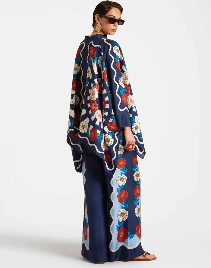 La Doublej Palazzo Pants Whitsun Place Blue In Silk Twill Women Shorts and Pants