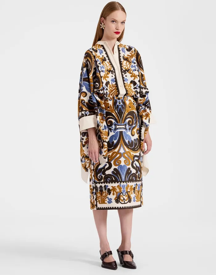La Doublej Pencil Skirt Corsini Cream In Jacquard Women Skirts