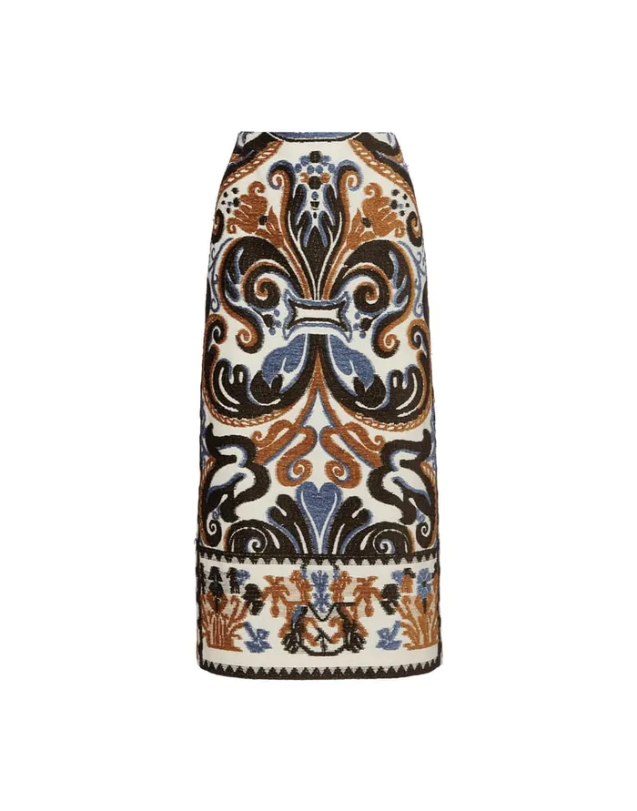 La Doublej Pencil Skirt Corsini Cream In Jacquard Women Skirts