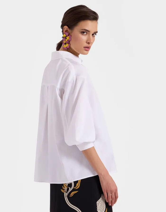 La Doublej Poet Shirt Solid White In Tailor Poplin Women Shirts and Tops