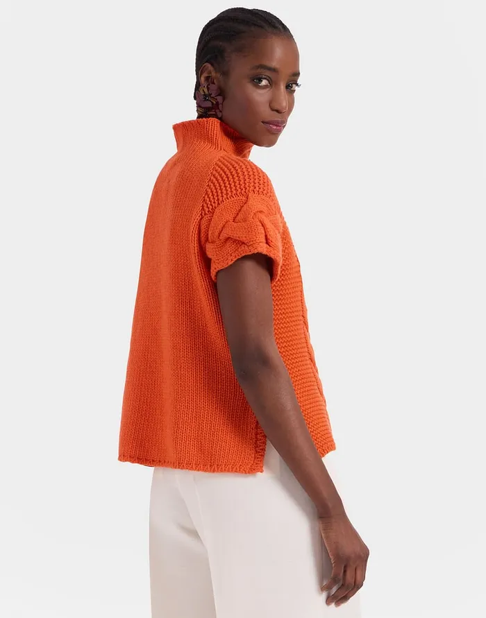La Doublej Portrait Top Solid Rust In Chunky Wool Women Knitwear