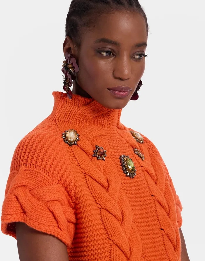 La Doublej Portrait Top Solid Rust In Chunky Wool Women Knitwear