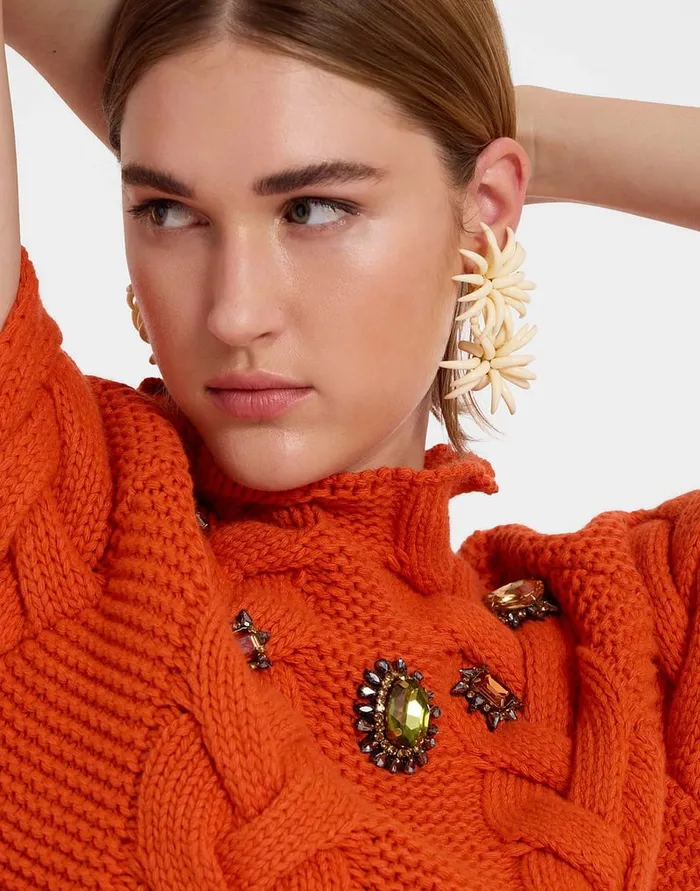 La Doublej Portrait Top Solid Rust In Chunky Wool Women Knitwear