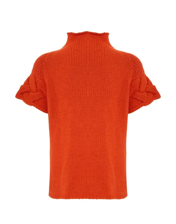 La Doublej Portrait Top Solid Rust In Chunky Wool Women Knitwear