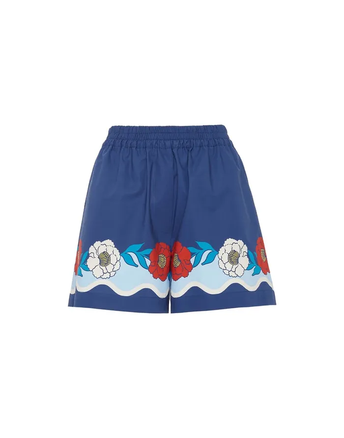 La Doublej PullUp Shorts Whitsun Place Blue In Cotton Poplin Women Shorts and Pants