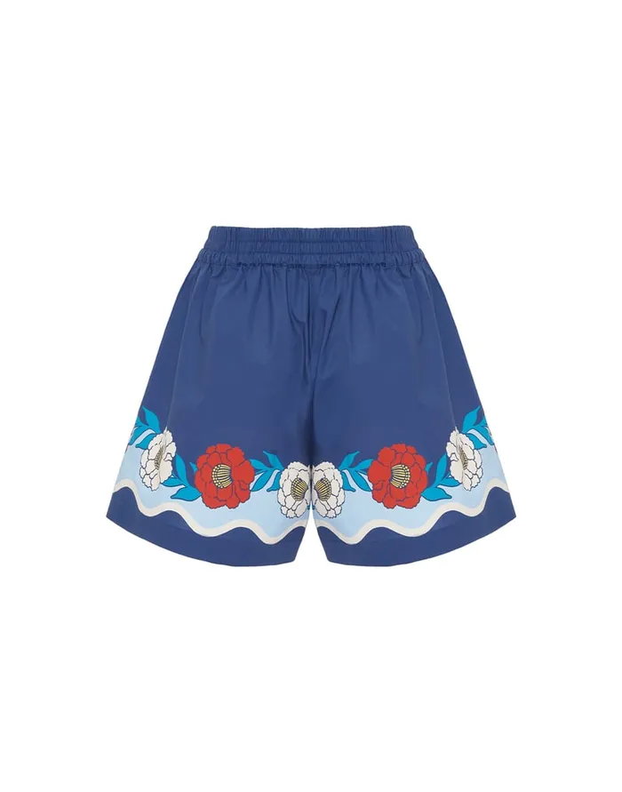 La Doublej PullUp Shorts Whitsun Place Blue In Cotton Poplin Women Shorts and Pants
